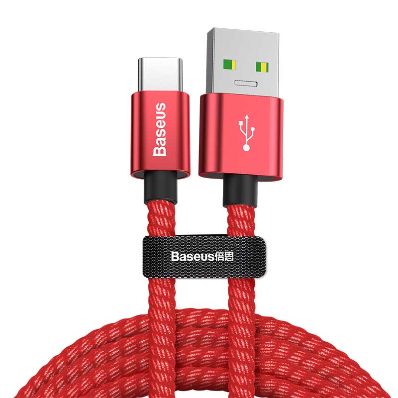 Baseus Double Fast Charging USB cable USB For Type-C 5A1M Red