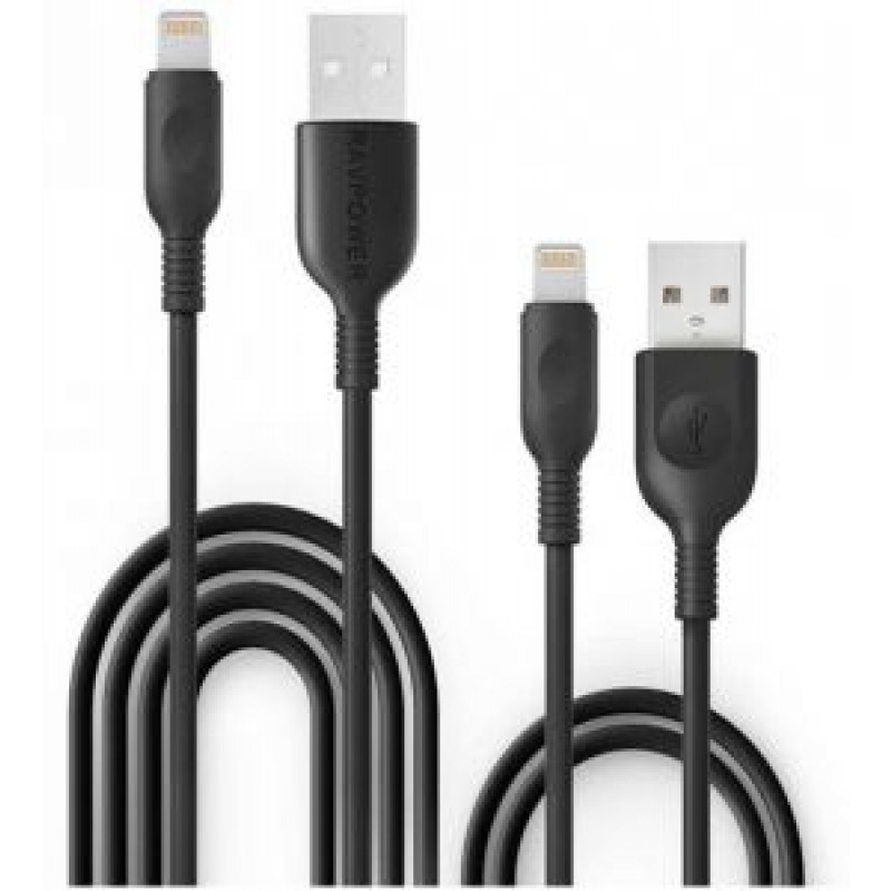RAVPower 1*3ft/0.9m+1*6ft/1.8m USB Cable with lightning Connector Charge &amp; Sync - BLACK