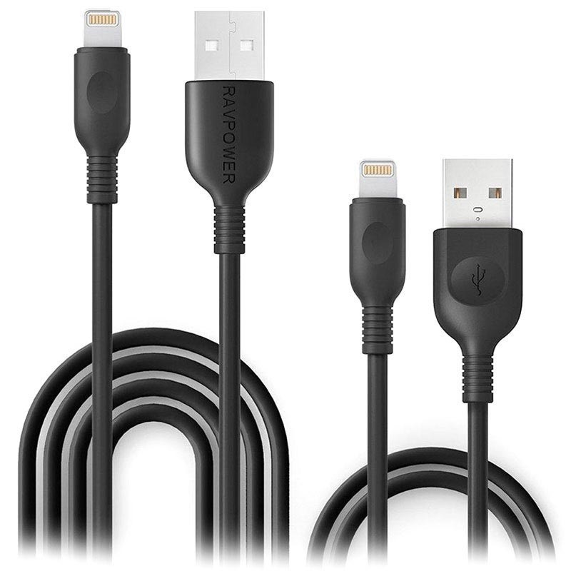RAVPower 2-Pack (0.9m + 1.8m) Lightning Cable Charge &amp; Sync