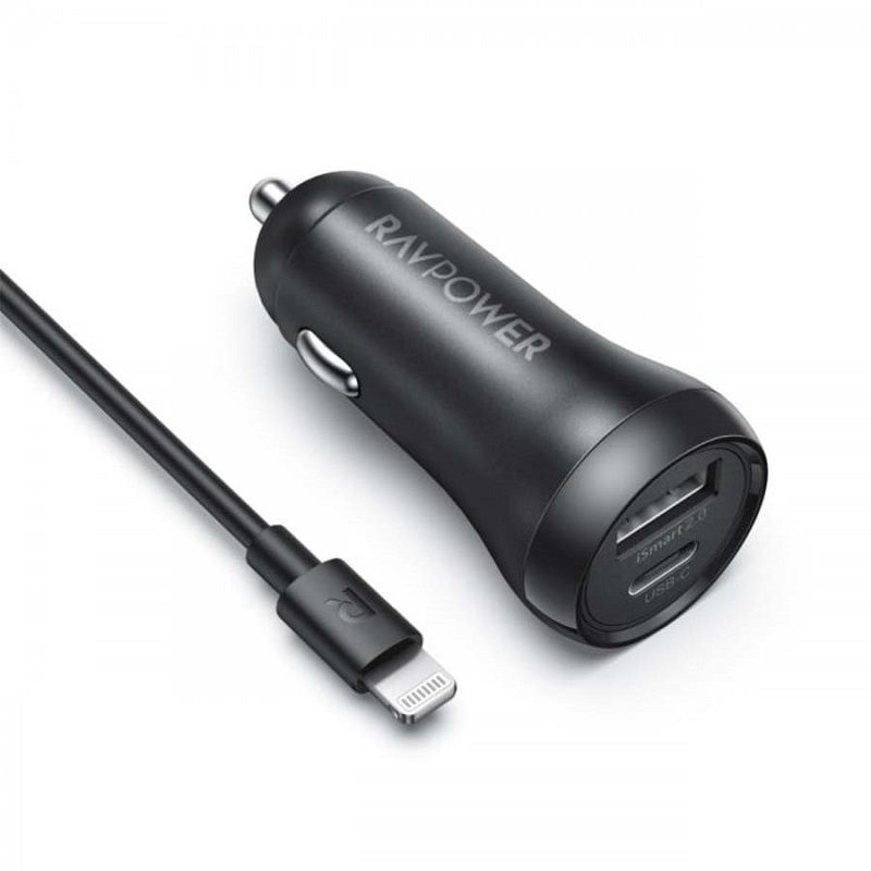RAVPower 2-Pack PD Pioneer 30W 2-Port USB Car Charger Combo
