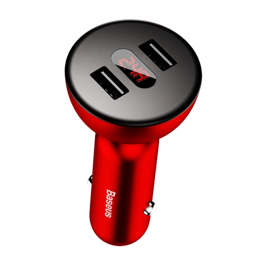 Baseus Shake-head Digital Display Car Charger - Red