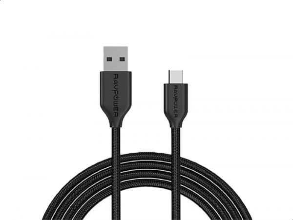 Ravpower USB-A To Type-C Nylon Yarn Braided Cable, 1 m - Black RP-CB017