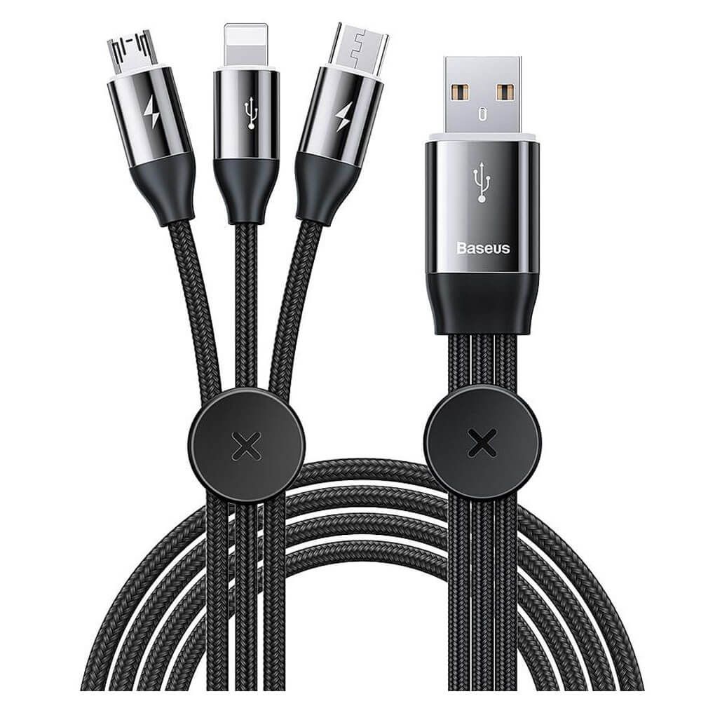Baseus Car Co-sharing Cable USB For M+L+T 3.5A 1m Black
